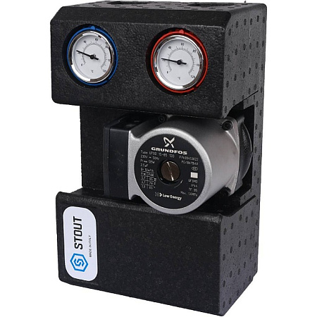 ГБМ Насосная группа STOUT без смесителя, с насосом GRUNDFOS UPSO15-65 DN20 (3/4"), прямым контуром