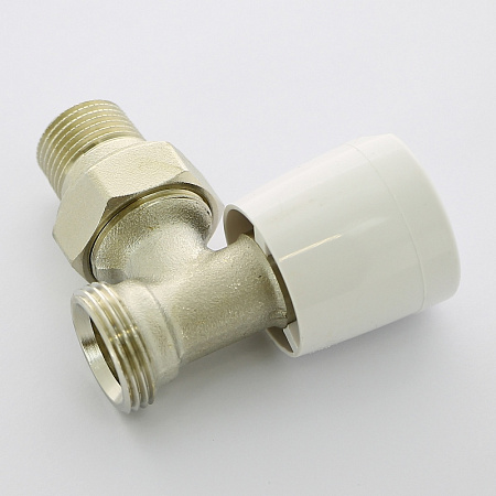 Вентиль ручной угловой UNI-FITT 1/2" х 3/4" НН ЕК с разъёмным соединением, никелированный