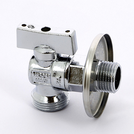Кран шаровой потребительный угловой BUGATTI MINNESOTA 883 бабочка 1/2"х3/4" НН, для бачков c розетко
