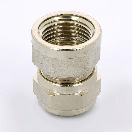 Муфта обжимная латунная UNI-FITT никель Ø16х1/2" В