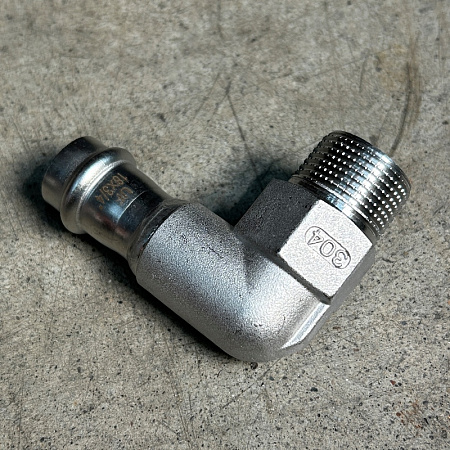 НП Угол резьбовой пресс из нержавейки UNI-FITT фитинг Ø18x3/4" Н