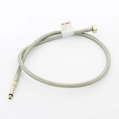 Гибкая подводка для смесителя UNI-FITT МL8х1 - 1/2", 100 см, удлиненный штуцер, DN 6, оплётка из нер