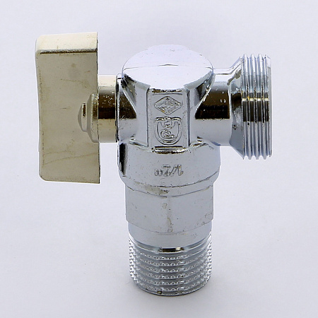 Кран шаровой потребительный угловой BUGATTI MINNESOTA 884 бабочка 1/2"х3/4" НН, для бачков, хром