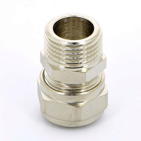 Муфта обжимная латунная UNI-FITT никель Ø16х1/2" Н