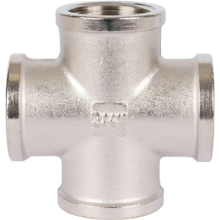 Крестовина резьбовая латунная STOUT никель 3/4" В