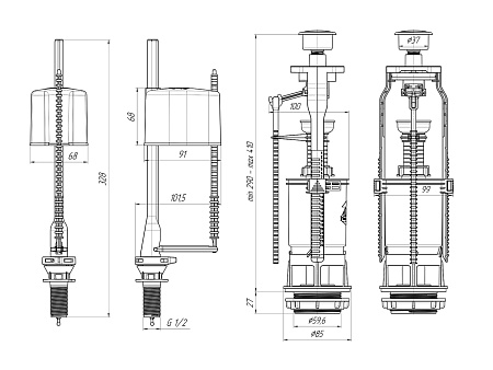 Арматура для бачка АНИПЛАСТ WC6550M нижняя 1/2" хром, кнопка