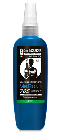 Анаэробный клей-герметик "Жидкий ФУМ" Mr.BOND 705 синий цвет 100г, средней фиксации, тюбик