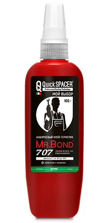 Анаэробный клей-герметик "Жидкий ФУМ" Mr.BOND 707 красный цвет 100г, сильной фиксации, тюбик