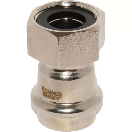 Переходник с накидной гайкой ВПр-ВР, 22х3/4, из нержавеющей стали прессовой ROMMER