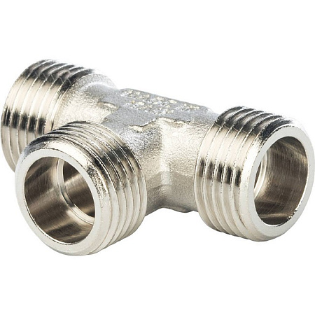 Тройник резьбовой латунный STOUT никель 3/4" Н
