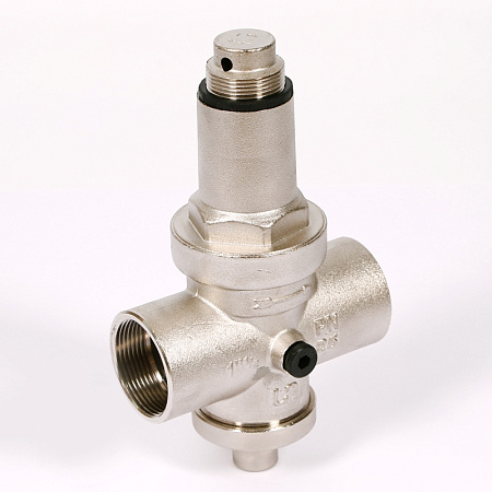 Редуктор давления UNI-FITT 11/2" В 0,5-6 бар PN25 с отверстием под аксиальный манометр 1/4" никел.