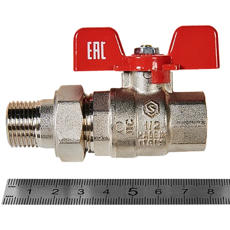 Кран шаровой полнопроходной с американкой, ВР/НР, ручка бабочка 1/2" (EPDM) STOUT