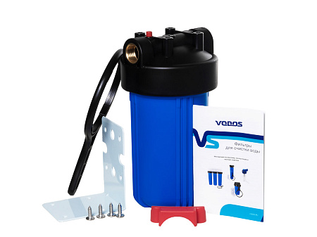 Корпус-колба фильтра из пластика VODOS СИНИЙ холодная вода 10BB, 1" В (ключ,кроншт.)